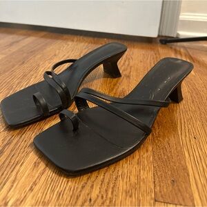 NWOT Mango black strappy low heel